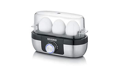 SEVERIN Eierkocher für 3 Eier mit elektronischer Kochzeitüberwachung, inkl. Messbecher mit Eierstecher, Eier Kocher für ideale Härtestufe, Edelstahl-gebürstet/schwarz, 300 W, EK 3163 im Sale